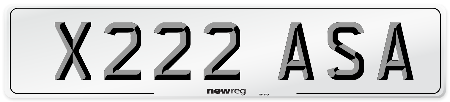 X222 ASA Number Plate from New Reg